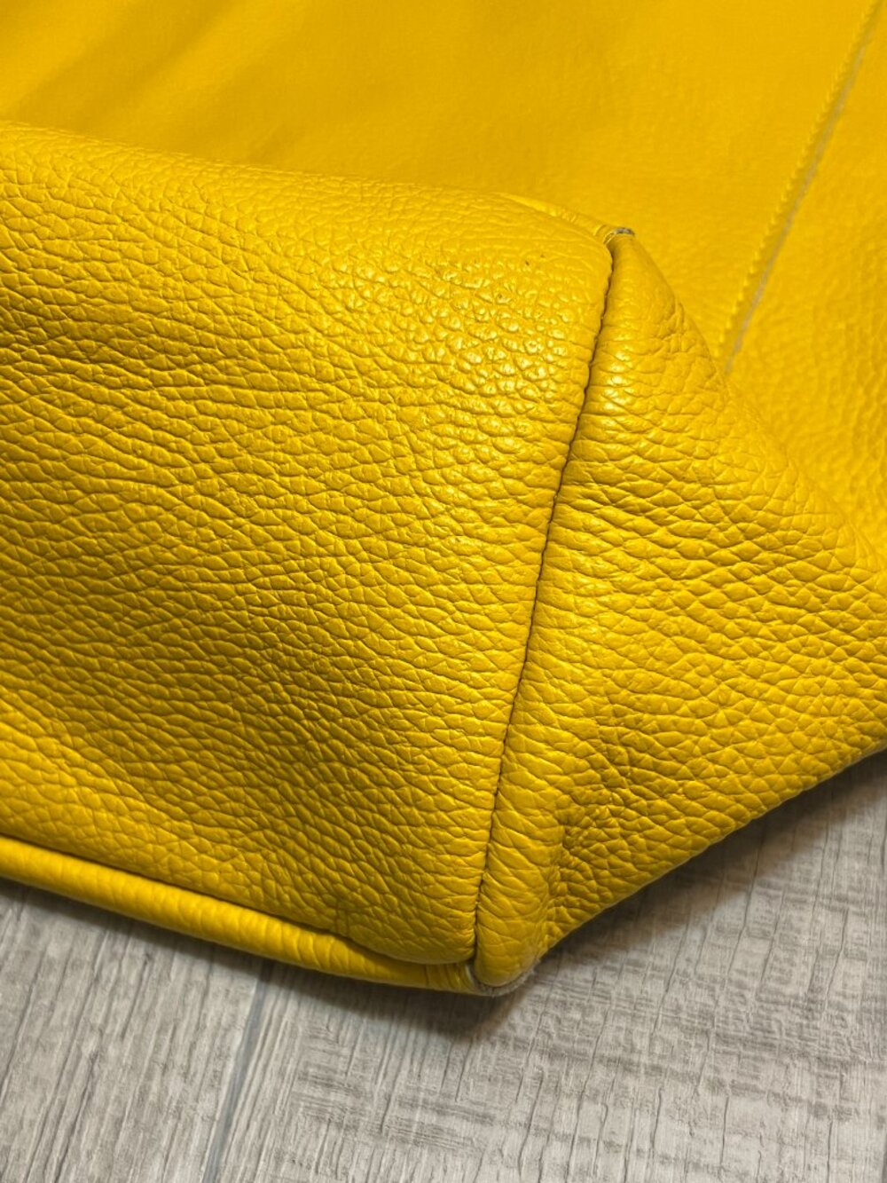 Italian Genuine Leather Yellow Tote Bag Pebbled Leather Shoulder Bag Borse in Pe - Picture 6 of 10